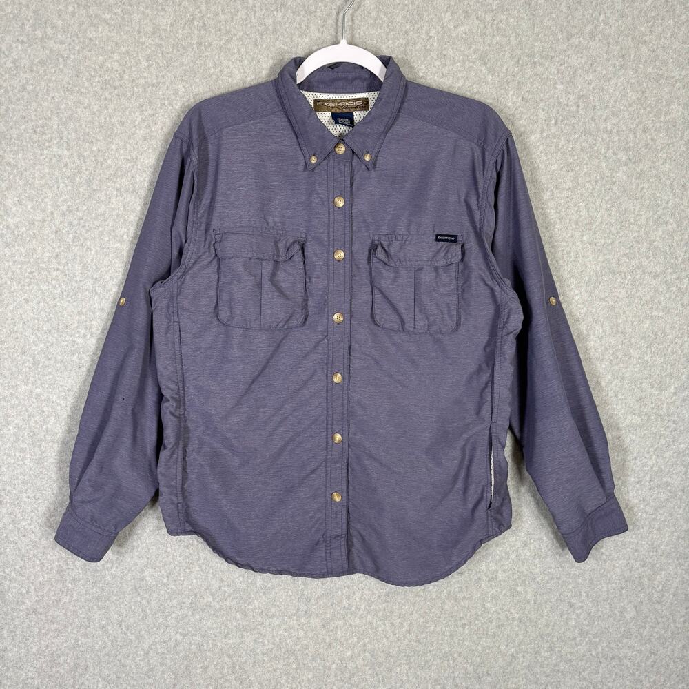 Exofficio Shirt Medium‎ Purple Fishing Vented Button Hiking Camping Nylon GORP